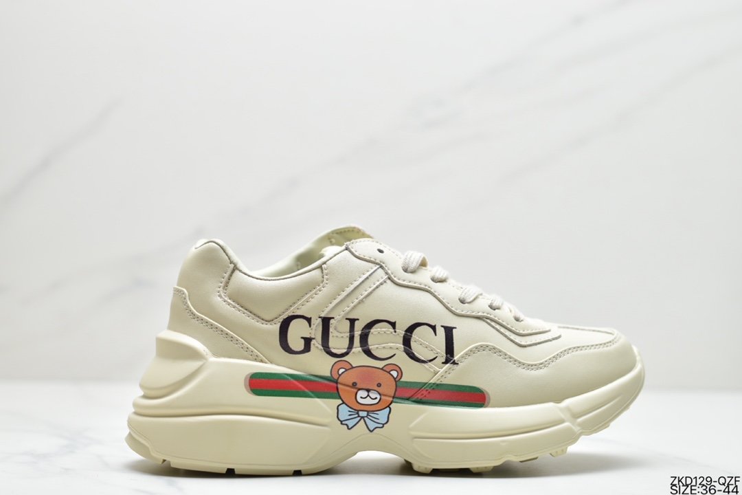 Kim Jong-in Kai, a member of the popular Korean boy group EXO, joined hands with high-end luxury brand Gucci Rhyton Vintage leather horn-shaped vintage old casual sports jogging shoes ”498916 A9L00