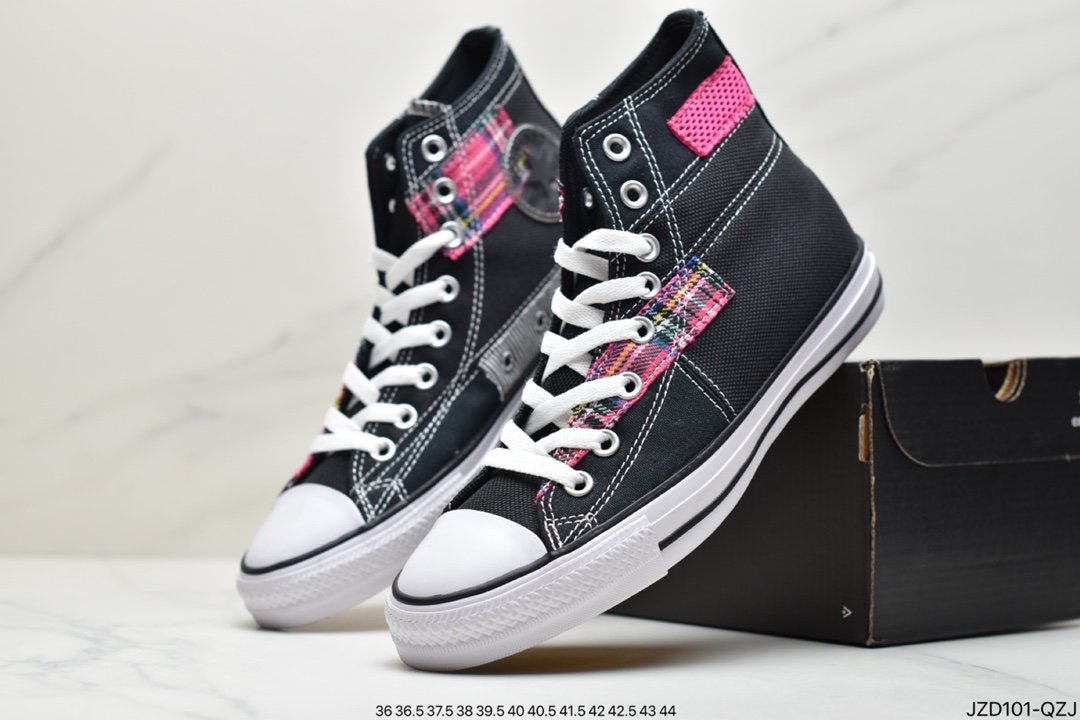 CONVERSE Converse Ouyang Nana the same breathable mesh black and white patch stitching canvas vulcanized shoes 168745C 168746C