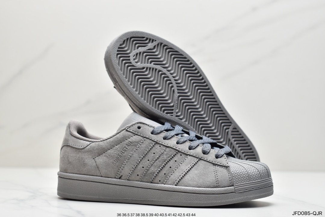 defending champion Reigning Champ x Adidas superstar shell-toe classic sneakers suede light gray dark gray BS9558