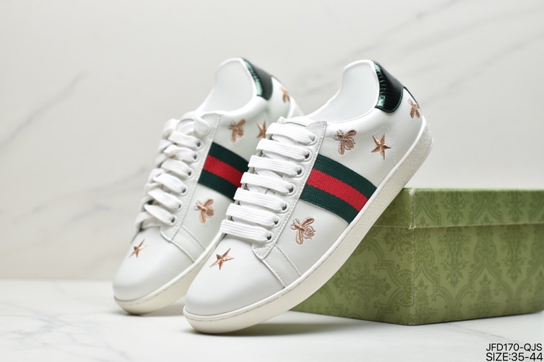 Classic high-luxury GUCCI Ace Embroidered Low-Top head layer leather color matching embroidery series Low-top trend all-match casual sneakers 429466