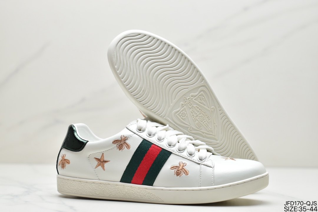 Classic high-luxury GUCCI Ace Embroidered Low-Top head layer leather color matching embroidery series Low-top trend all-match casual sneakers 429466