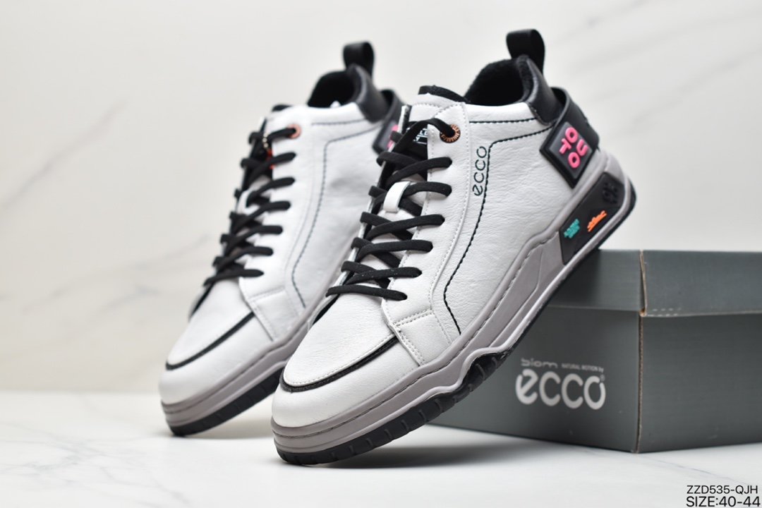 ECCO Lightweight Lace-up Leather Casual All-match Sneakers CTX85825