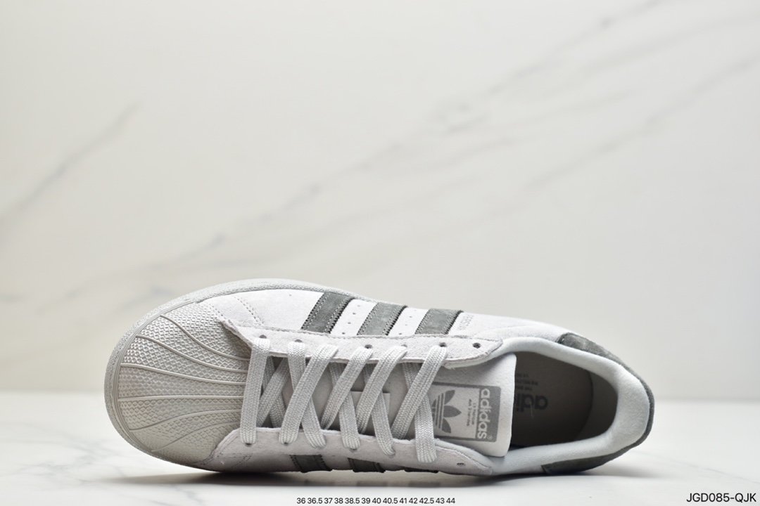 Reigning Champ x Adidas superstar shell-toe classic sneakers suede light gray dark gray BS9558