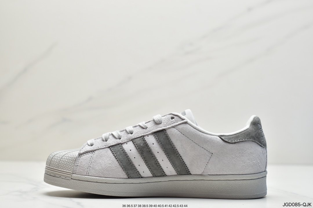 Reigning Champ x Adidas superstar shell-toe classic sneakers suede light gray dark gray BS9558