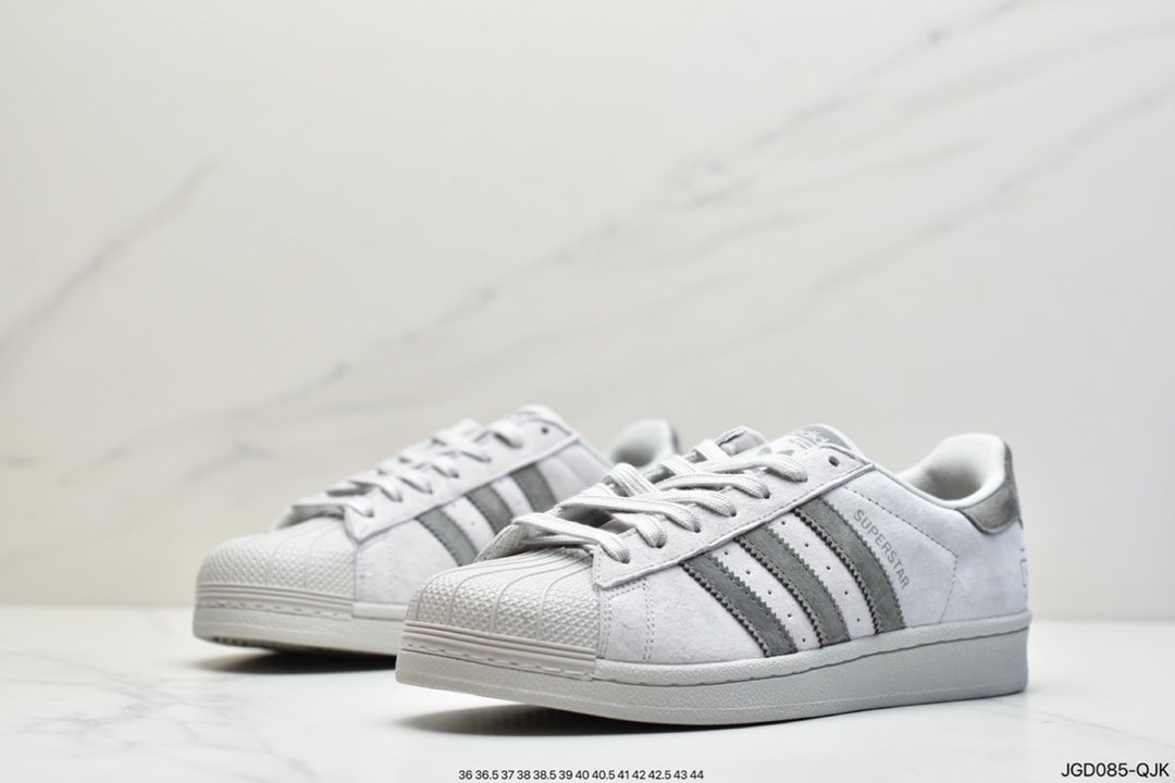 Reigning Champ x Adidas superstar shell-toe classic sneakers suede light gray dark gray BS9558