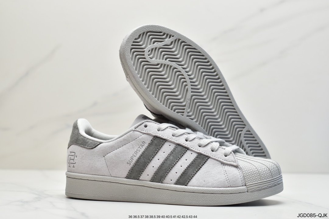 Reigning Champ x Adidas superstar shell-toe classic sneakers suede light gray dark gray BS9558