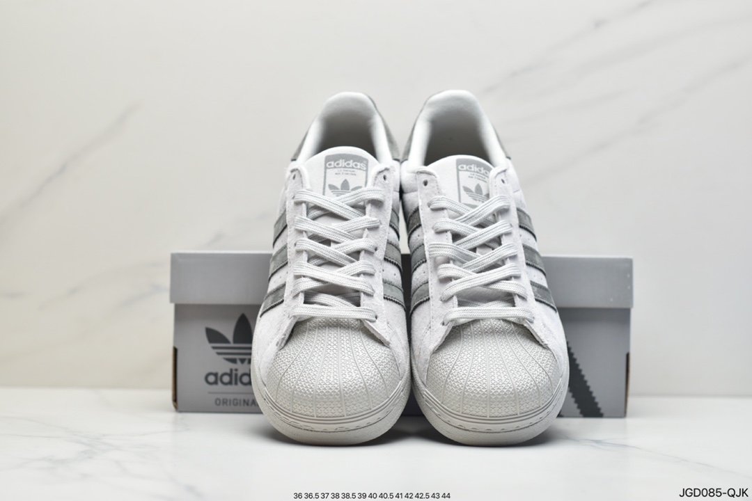 Reigning Champ x Adidas superstar shell-toe classic sneakers suede light gray dark gray BS9558