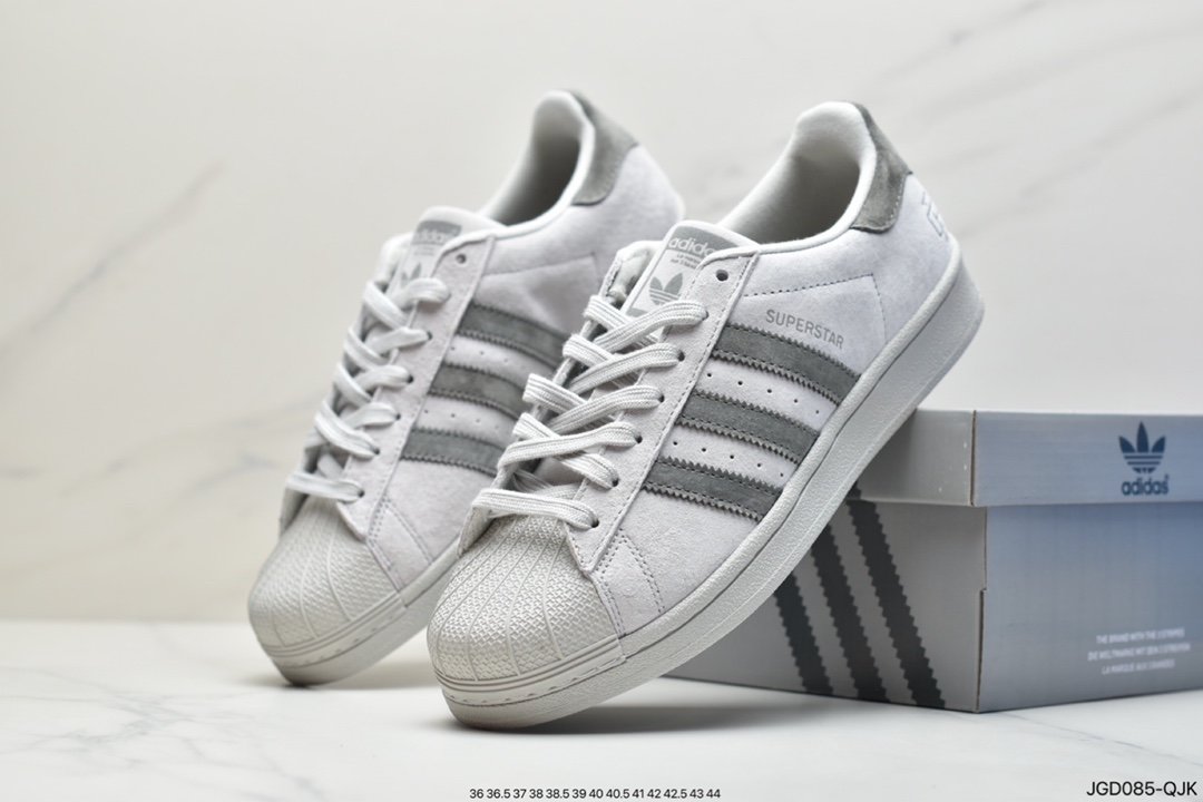 Reigning Champ x Adidas superstar shell-toe classic sneakers suede light gray dark gray BS9558