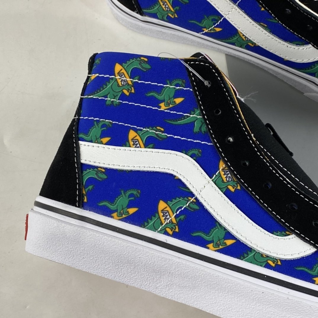 Vans Sk8-Hi Klein Blue Fun Little Dinosaur Half Moon Baotou High-Top Casual Shoes VN0A3MVIA5F