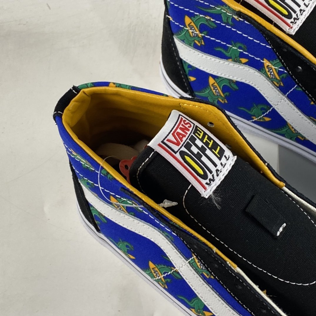 Vans Sk8-Hi Klein Blue Fun Little Dinosaur Half Moon Baotou High-Top Casual Shoes VN0A3MVIA5F