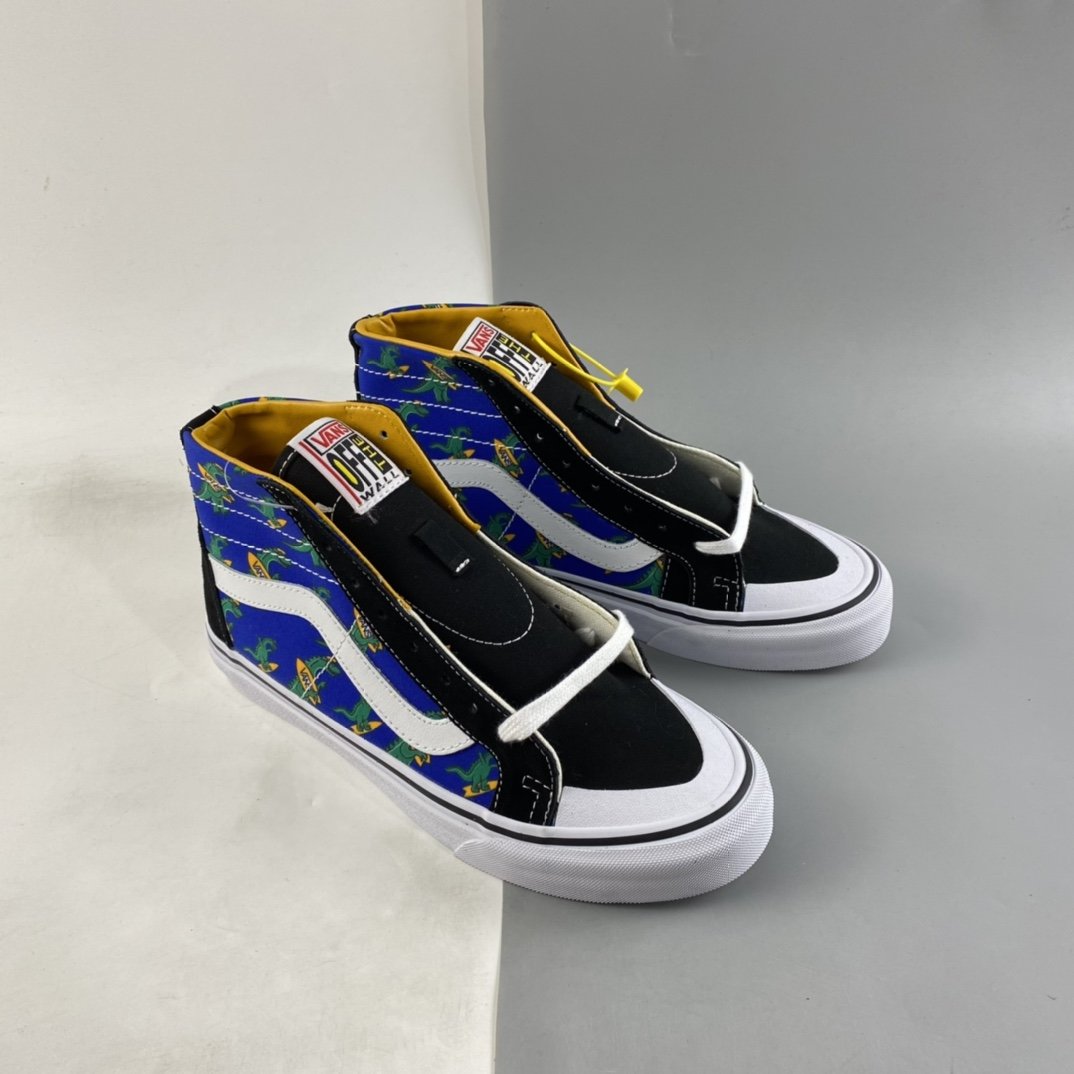 Vans Sk8-Hi Klein Blue Fun Little Dinosaur Half Moon Baotou High-Top Casual Shoes VN0A3MVIA5F