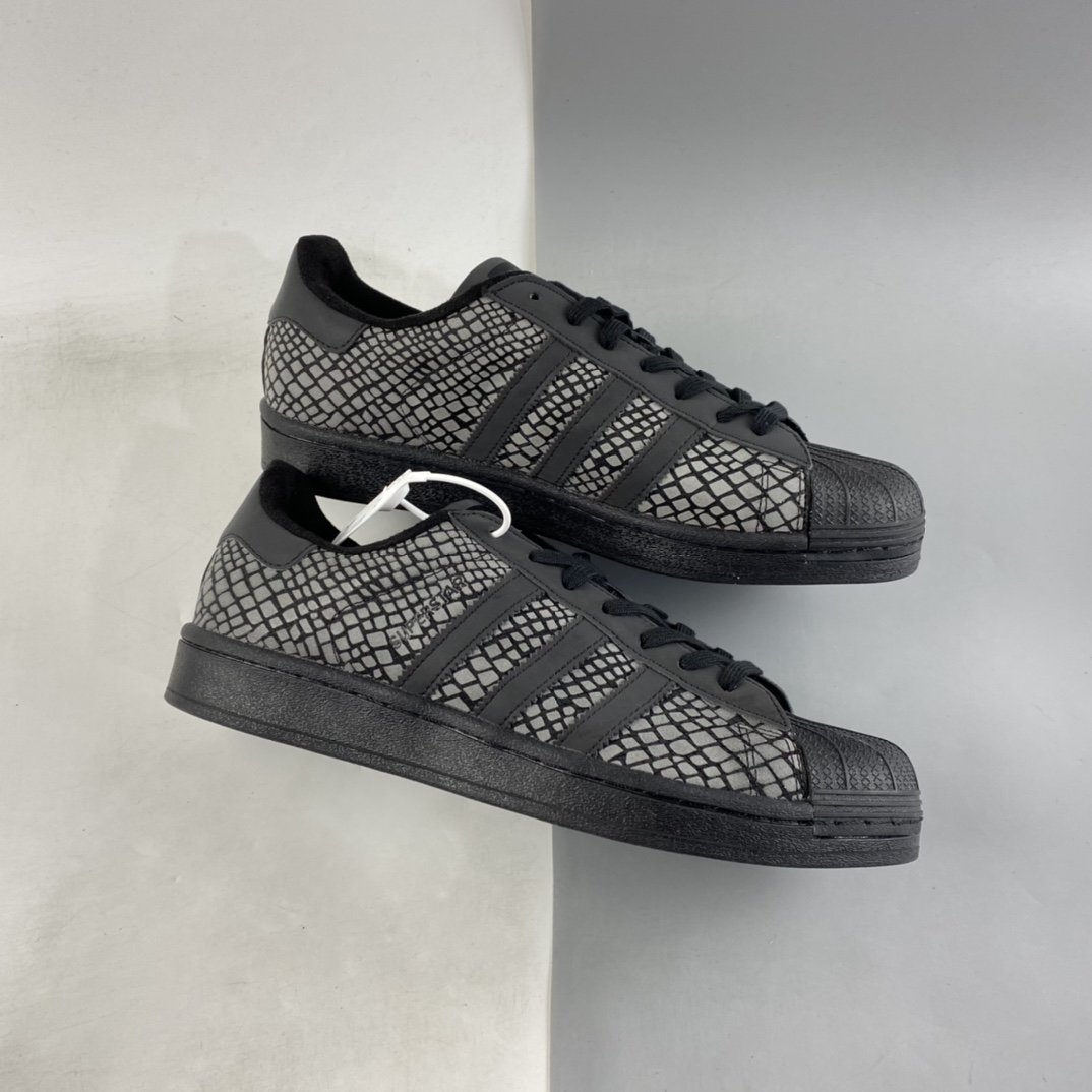 ADIDAS Originals Superstar clover shell head classic all-match casual sports shoes green snake 3M reflective FY6014