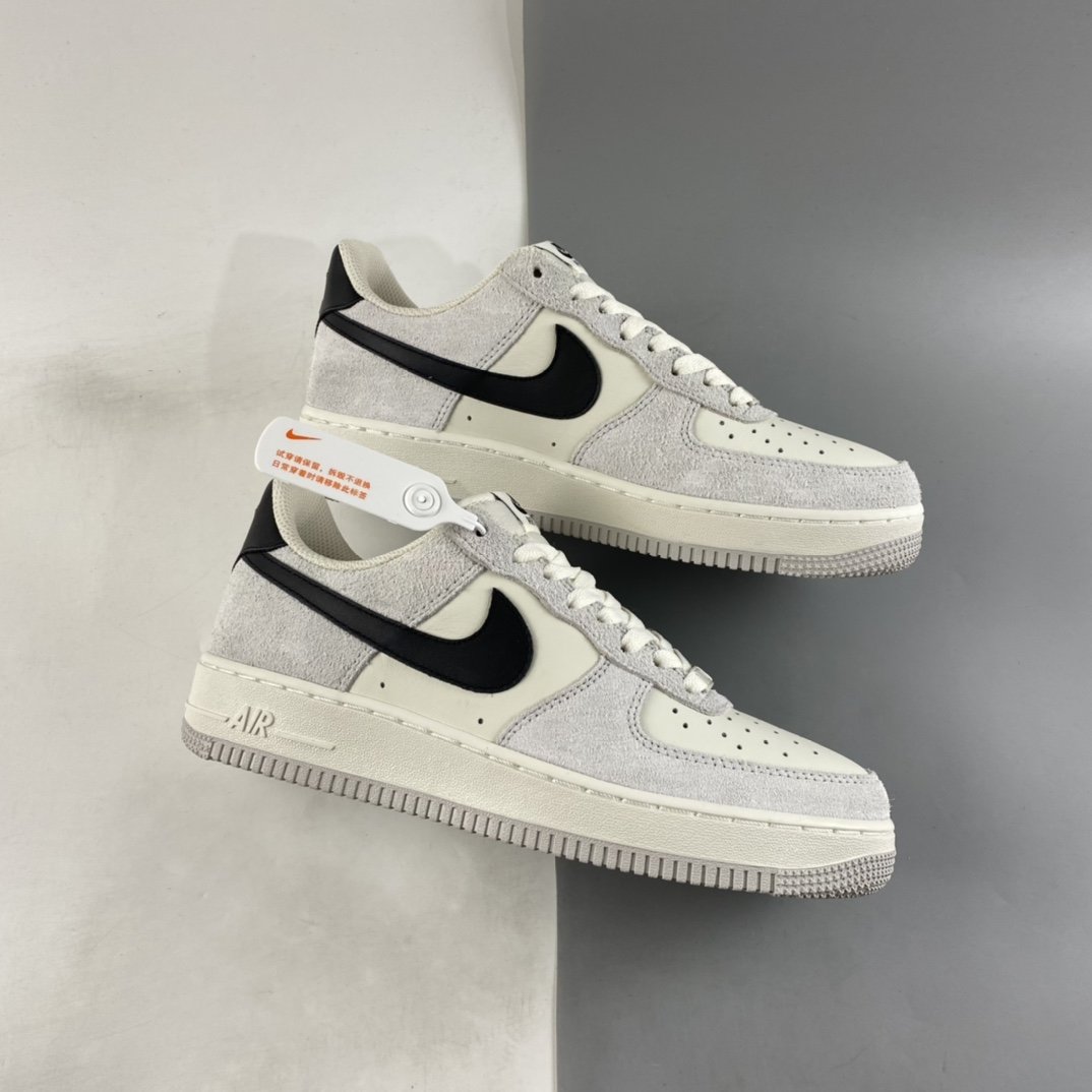 NIKE Air Force 1'07 Low Grey Black Hook Air Force One Low Cut Casual Shoes BG5120-315