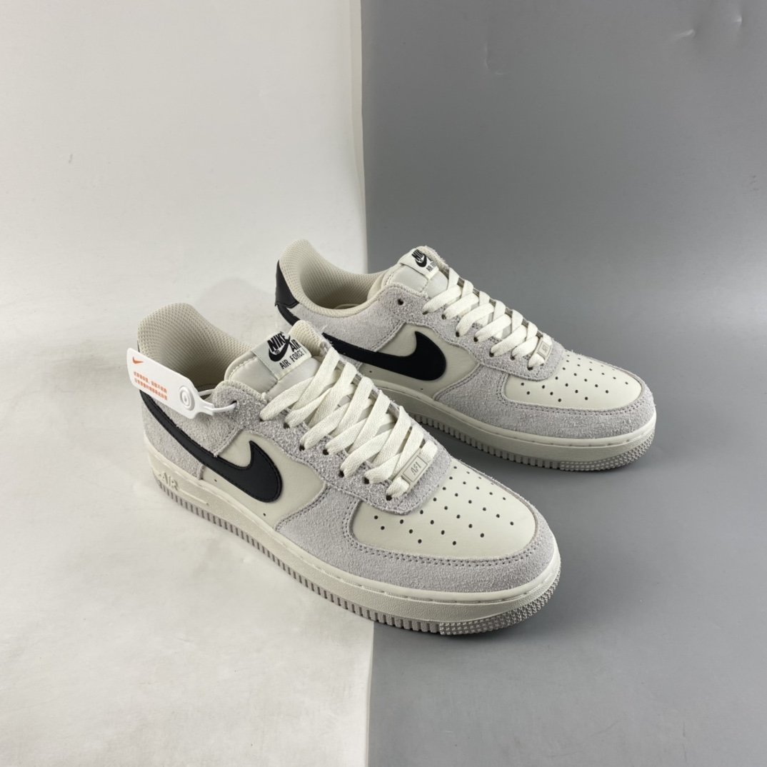 NIKE Air Force 1'07 Low Grey Black Hook Air Force One Low Cut Casual Shoes BG5120-315