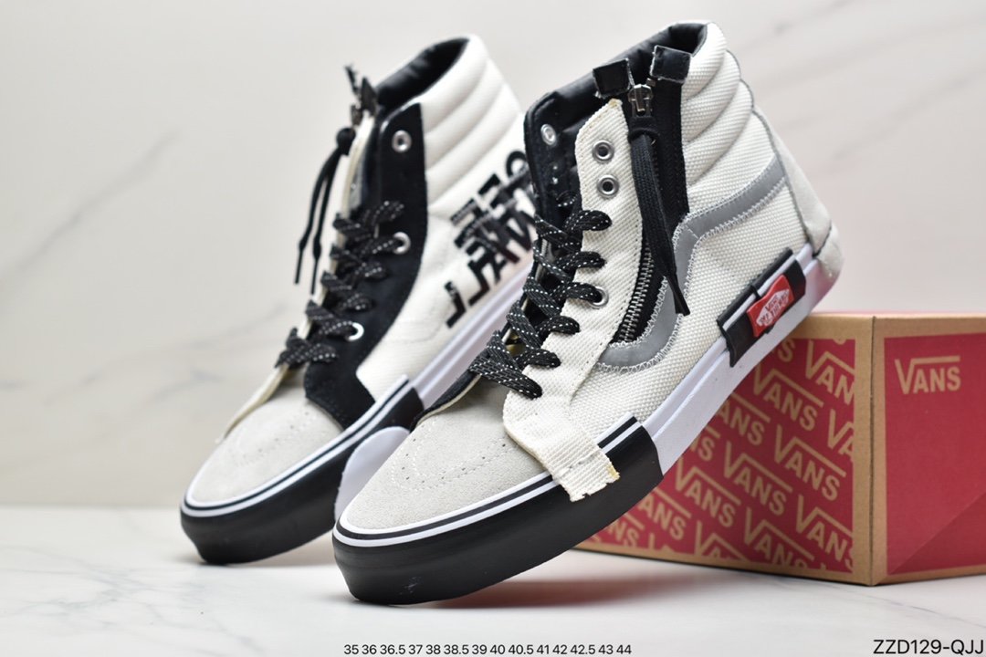 Wans/Vans Sk8-Hi Reissue Ca Zipper Deconstructionism High Top Canvas Casual Sports Shoes