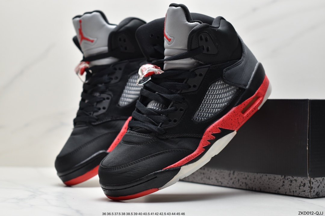 Air Jordan 5 Satin ”Bred” Black Rose Silk 136027-006