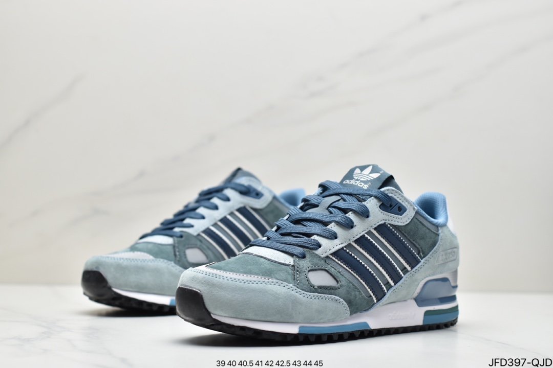 Adidas Clover Originals ZX750 series classic low-cut retro casual all-match sports jogging shoes ”suede originator gray navy blue” D65229