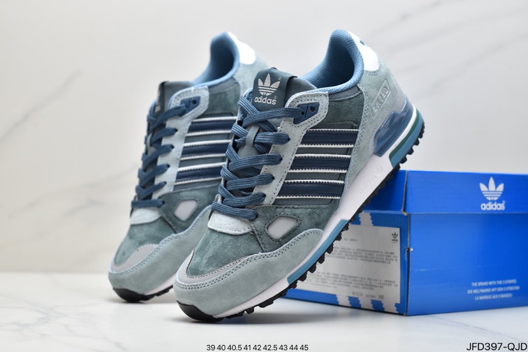 Adidas Clover Originals ZX750 series classic low-cut retro casual all-match sports jogging shoes ”suede originator gray navy blue” D65229