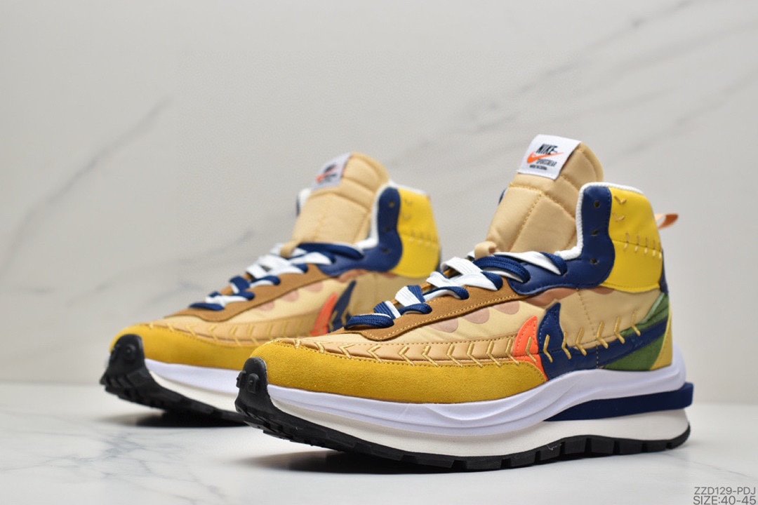 /NIKE Waffle 3 high-top running shoes yellow and blue overlapping double hook DD9186-200