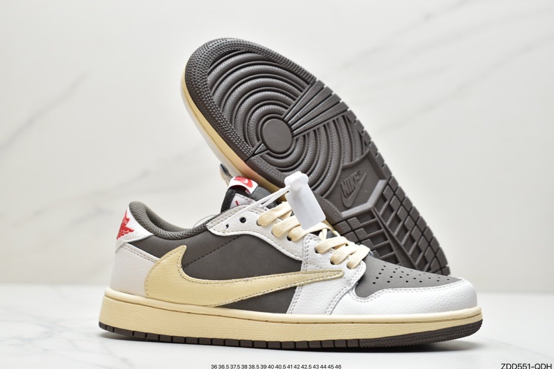 AJ1 Milky White Khaki Barb Travis Scott x Air Jordan 1 ”Reverse Mocha” AJ1 Joe 1 DM7866-162