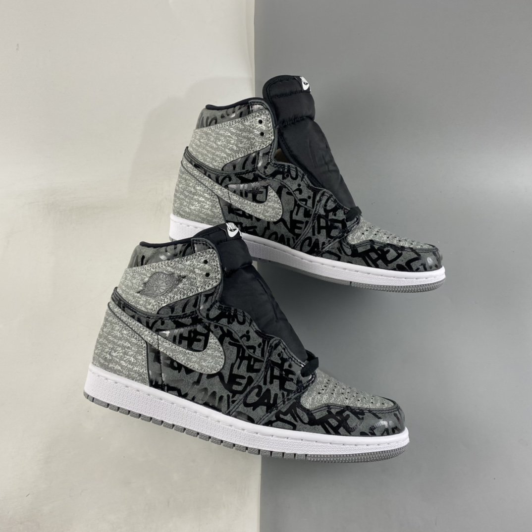 Air Jordan 1 High OG AJ1 Black Grey Rebellious 555088-036