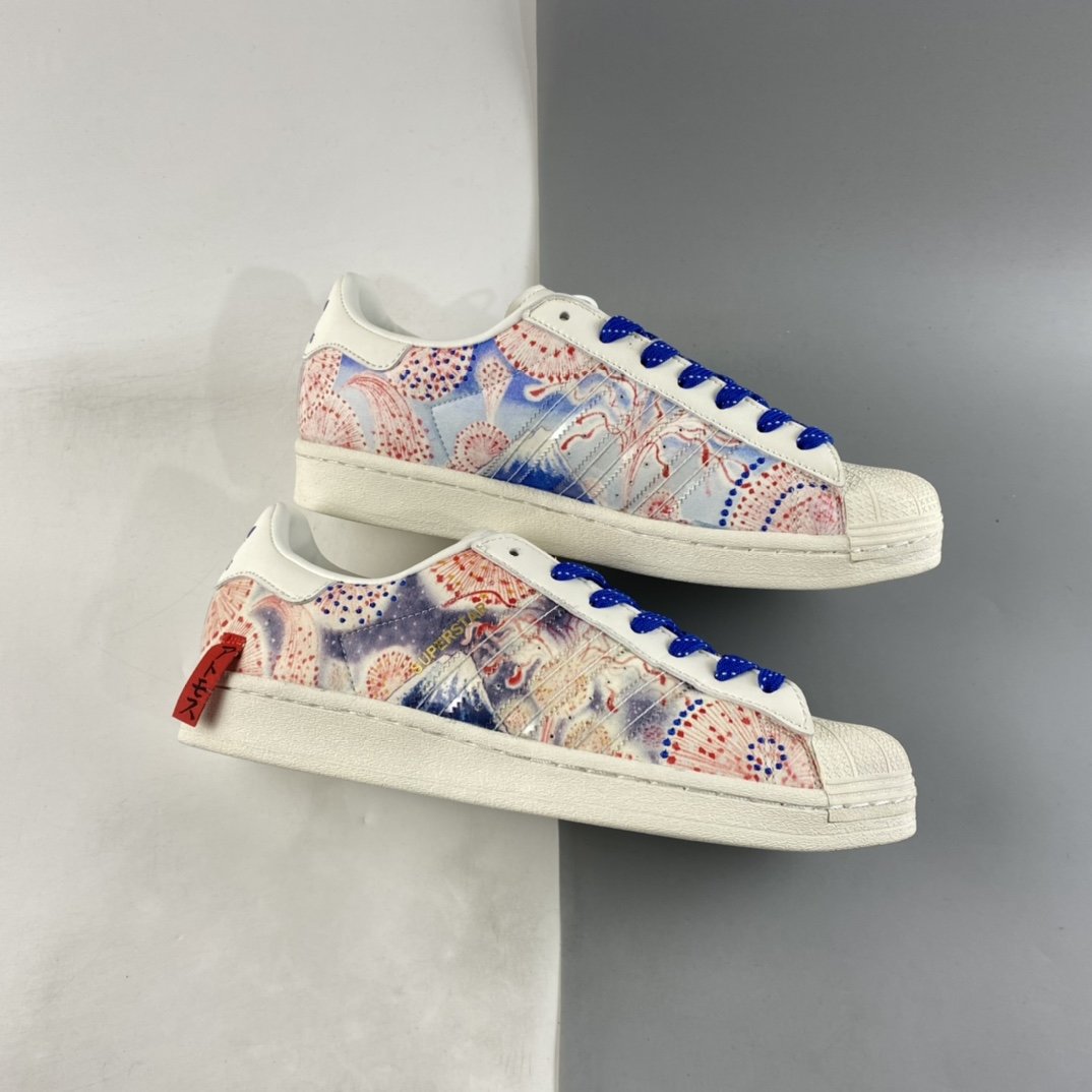 Adidas Superstar SST Stmos Co-branded Ukiyo-e Graffiti Shell Toe Full Head Layer Casual Shoes GX7791