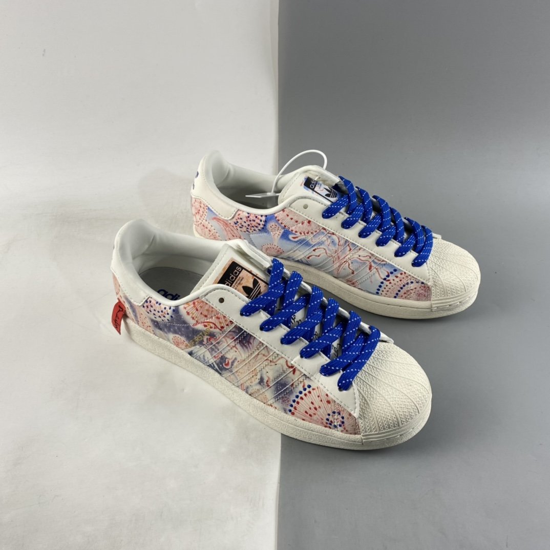 Adidas Superstar SST Stmos Co-branded Ukiyo-e Graffiti Shell Toe Full Head Layer Casual Shoes GX7791