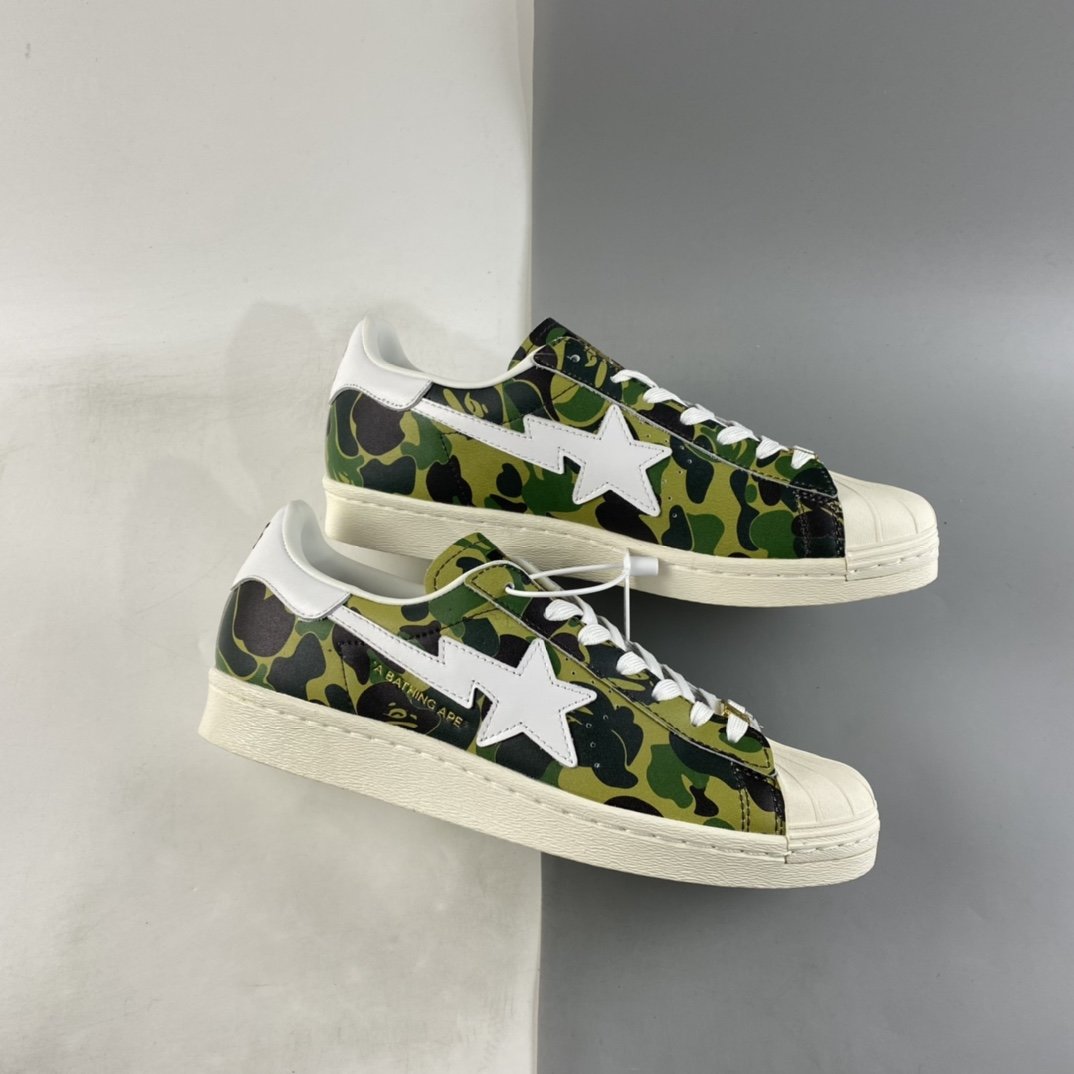 BAPE x Adidas Superstar 80s ape-man joint shell-toe full-top casual sneakers GZ8981