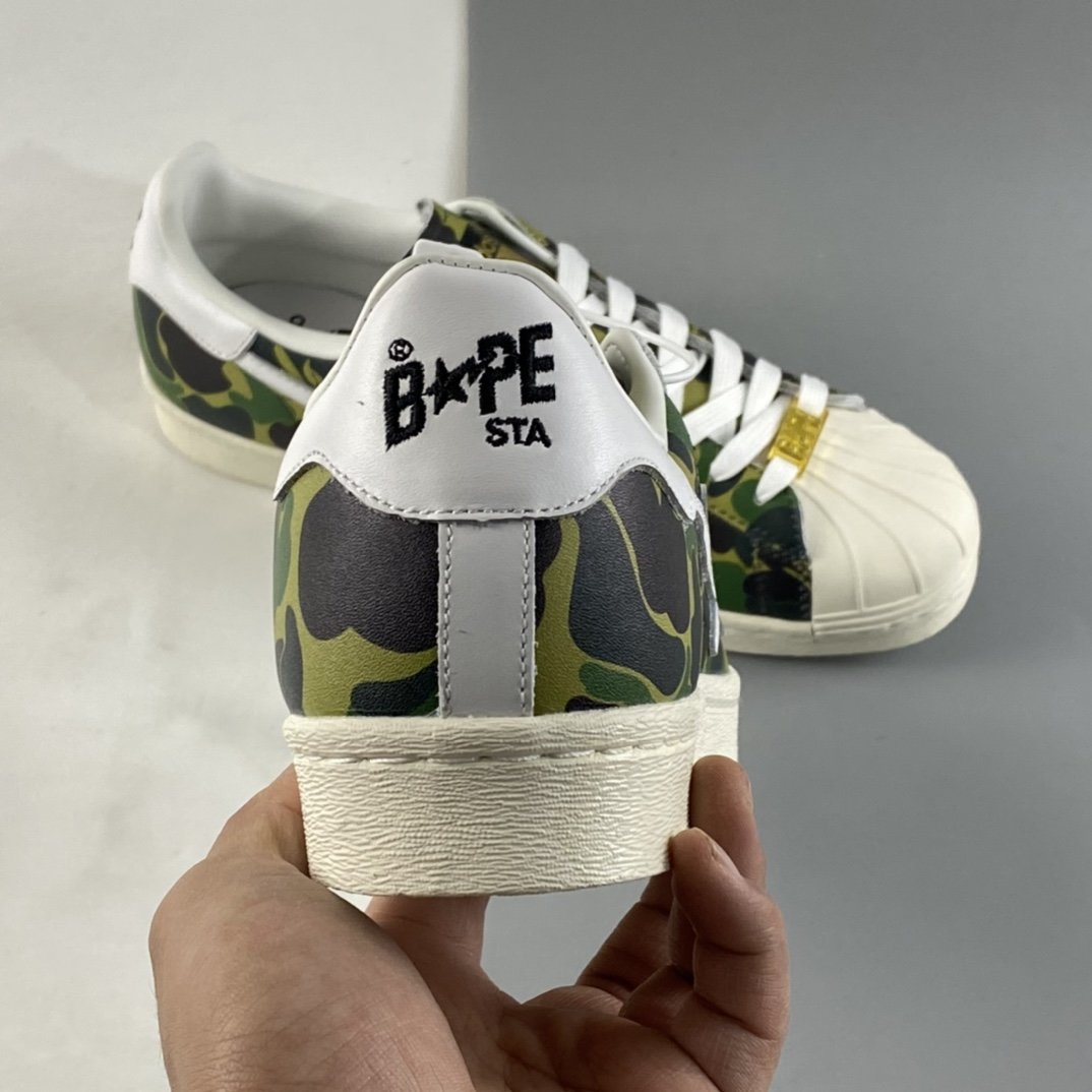 BAPE x Adidas Superstar 80s ape-man joint shell-toe full-top casual sneakers GZ8981