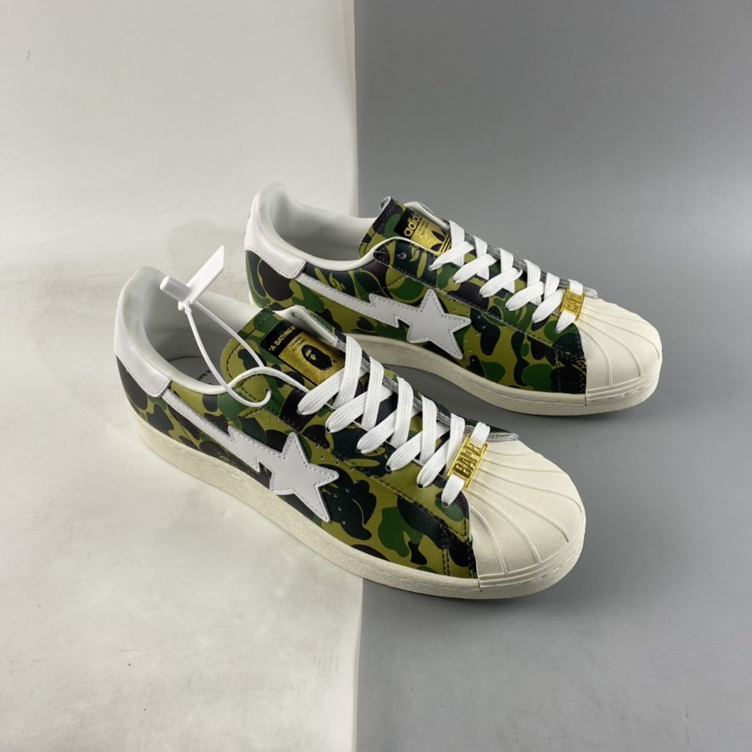 BAPE x Adidas Superstar 80s ape-man joint shell-toe full-top casual sneakers GZ8981