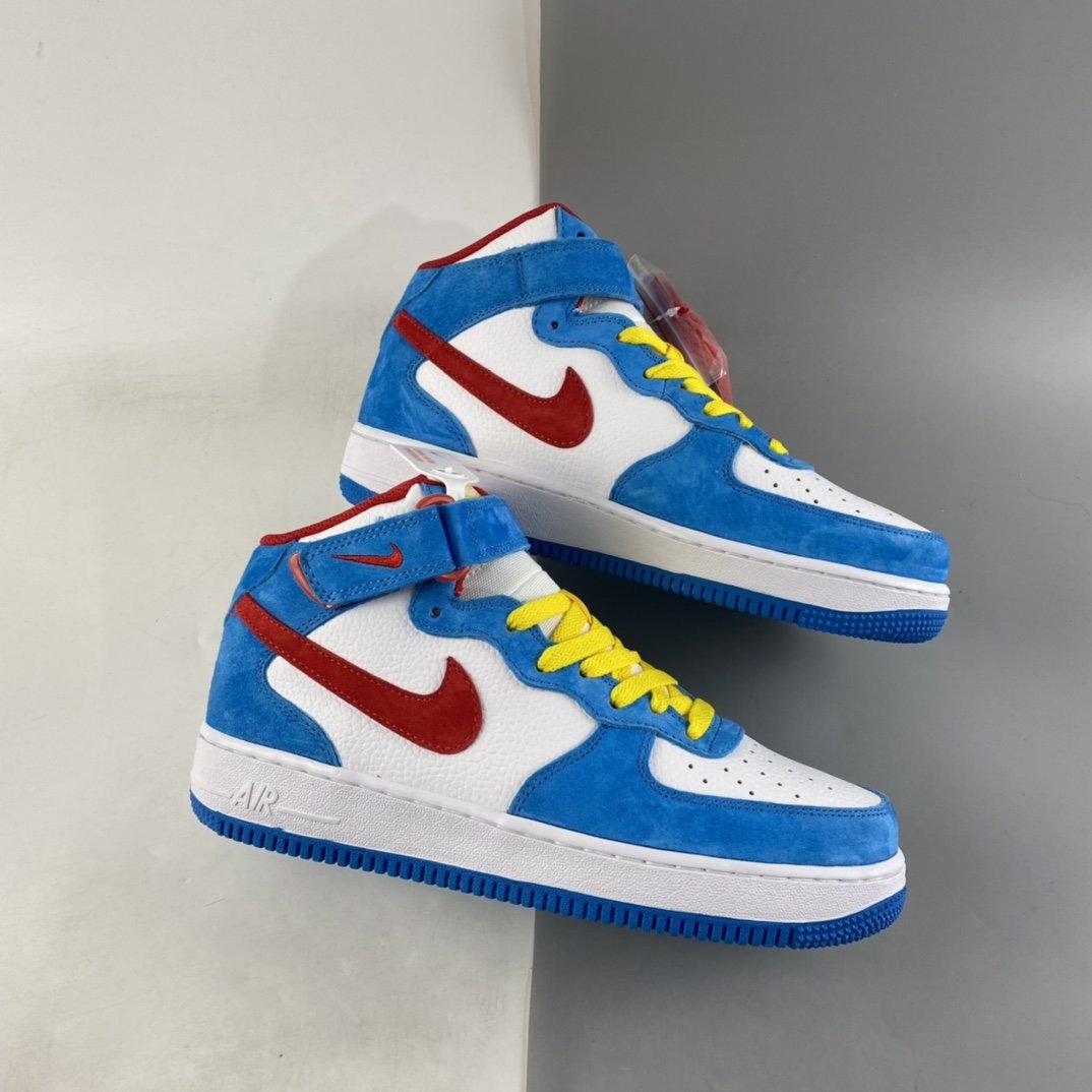 NIKE Air Force 1'07 Mid ”Doraemon” Air Force One Doraemon theme color matching mid-cut sneakers GB1236-160