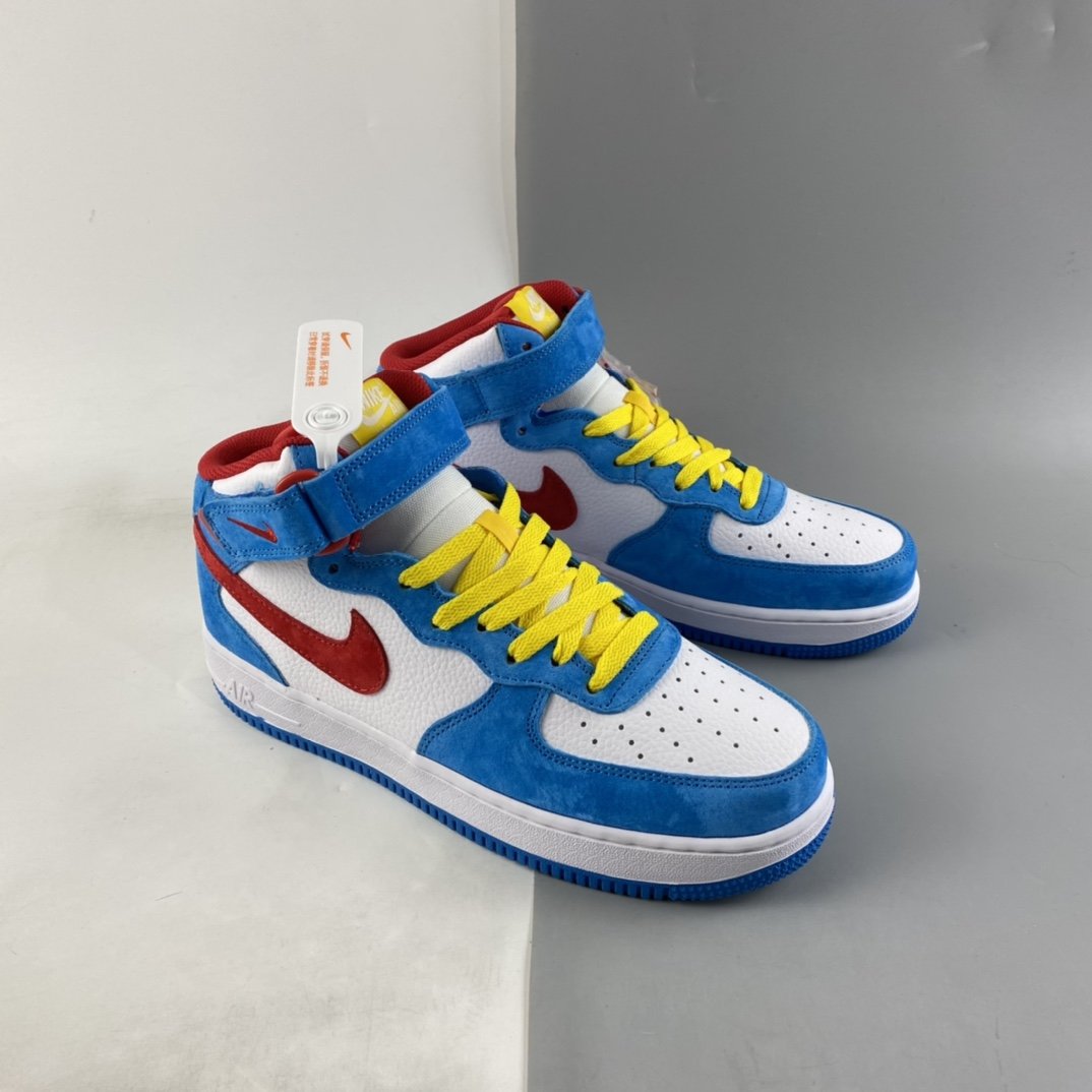 NIKE Air Force 1'07 Mid ”Doraemon” Air Force One Doraemon theme color matching mid-cut sneakers GB1236-160