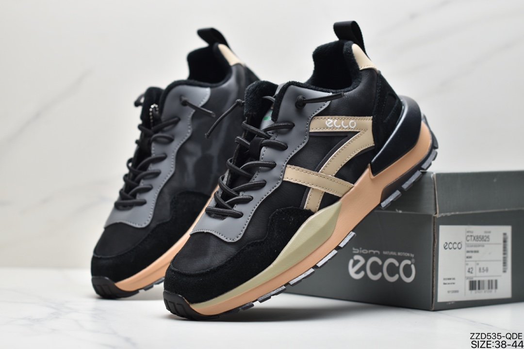 2021 new Danish brand ECCO lightweight breathable lace-up leather casual all-match sneakers CTX85825