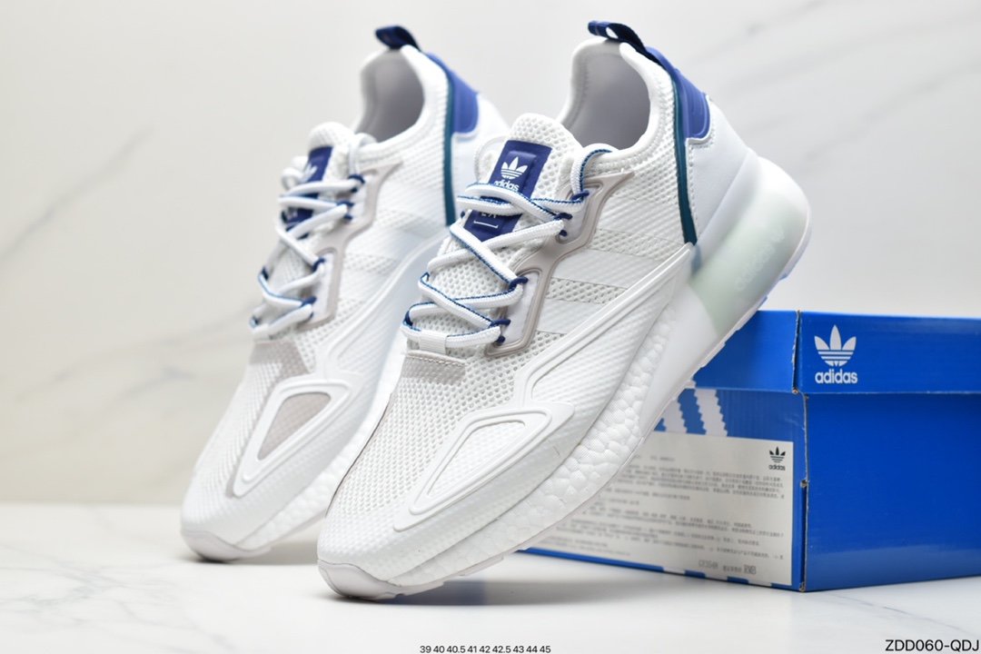 Adidas Originals ZX 2K Boost White Blue Grey Popcorn Retro Classic Sneakers GY3548