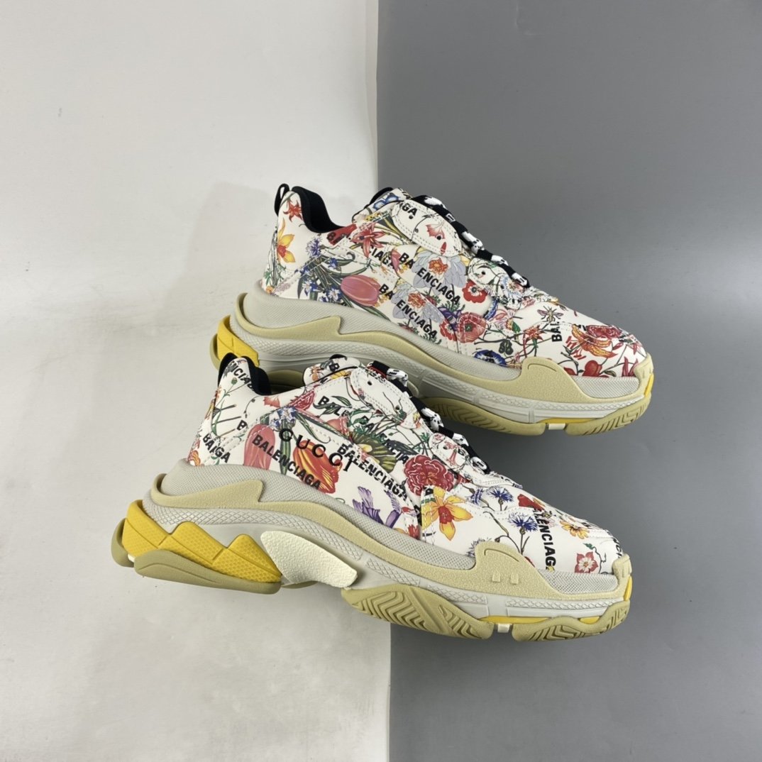 Gucci x Balenciaga Triple S Clear Sole Sneaker ”The Hacker Project” Fashion Retro Thick Sole Heightening Versatile Casual Sports Grandpa Sneakers UL1108461