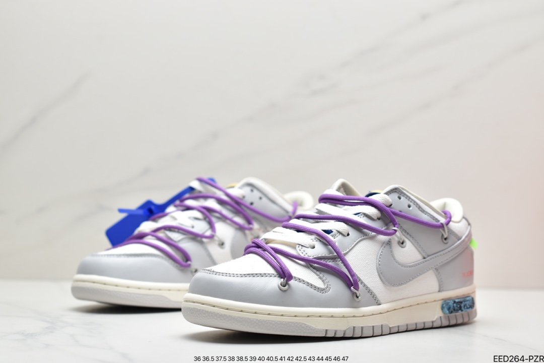 Off-White x Nike Dunk Low NO.3 white shoelace blue buckle DM1602-118