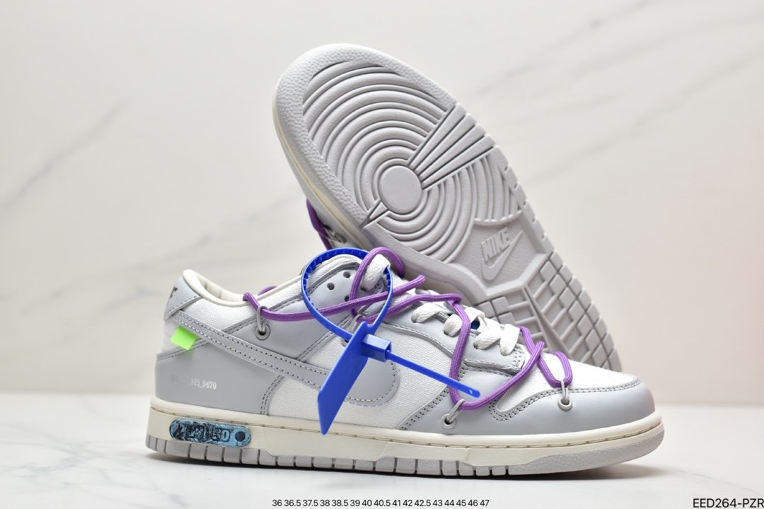 Off-White x Nike Dunk Low NO.3 white shoelace blue buckle DM1602-118