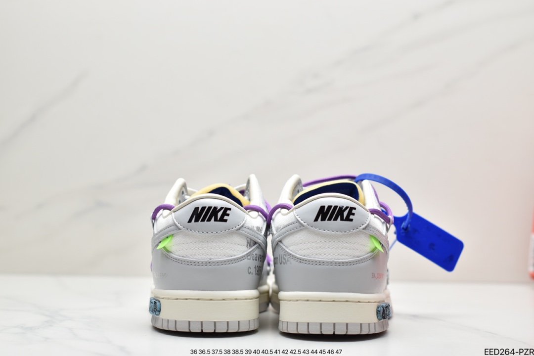 Off-White x Nike Dunk Low NO.3 white shoelace blue buckle DM1602-118