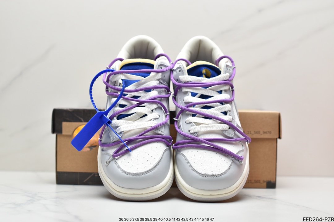 Off-White x Nike Dunk Low NO.3 white shoelace blue buckle DM1602-118