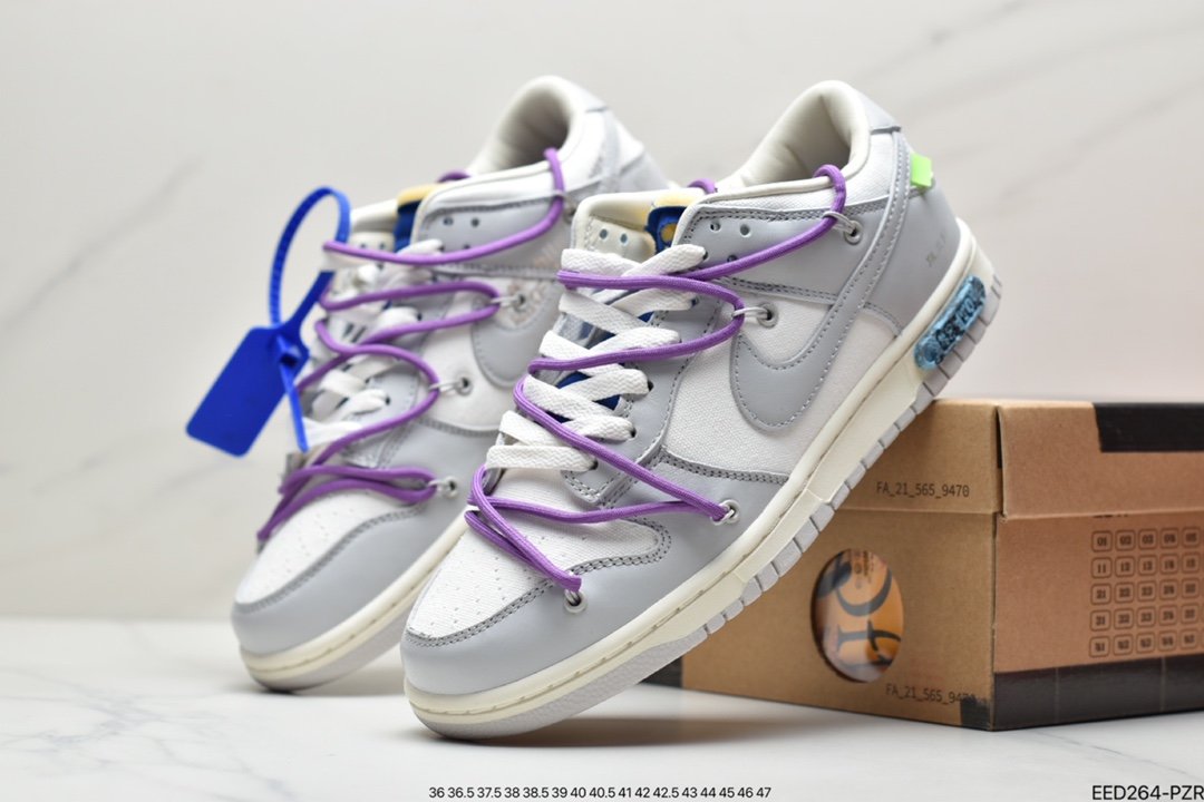 Off-White x Nike Dunk Low NO.3 white shoelace blue buckle DM1602-118