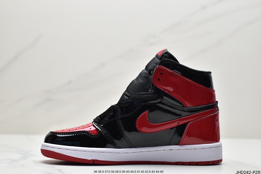 Air Jordan 1 High OG ”Bred Patent” High Top Patent Black Red AJ1 555088-063