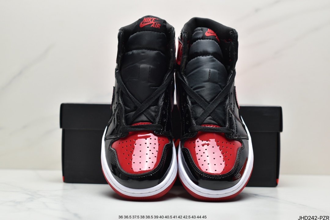 Air Jordan 1 High OG ”Bred Patent” High Top Patent Black Red AJ1 555088-063