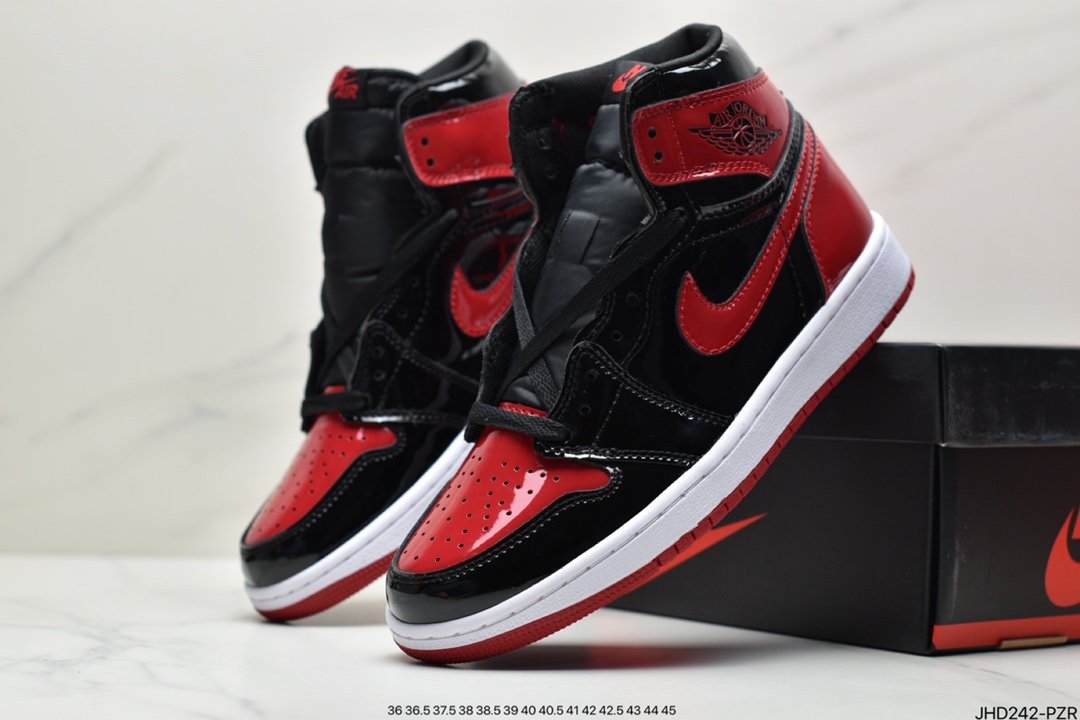 Air Jordan 1 High OG ”Bred Patent” High Top Patent Black Red AJ1 555088-063