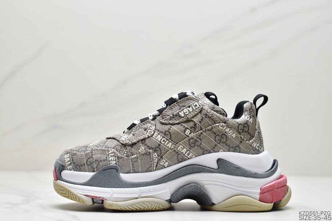 Gucci x Balenciaga Triple S Clear Sole Sneaker ”The Hacker Project” Sports Grandpa Sneakers 681067 UMO20 9795