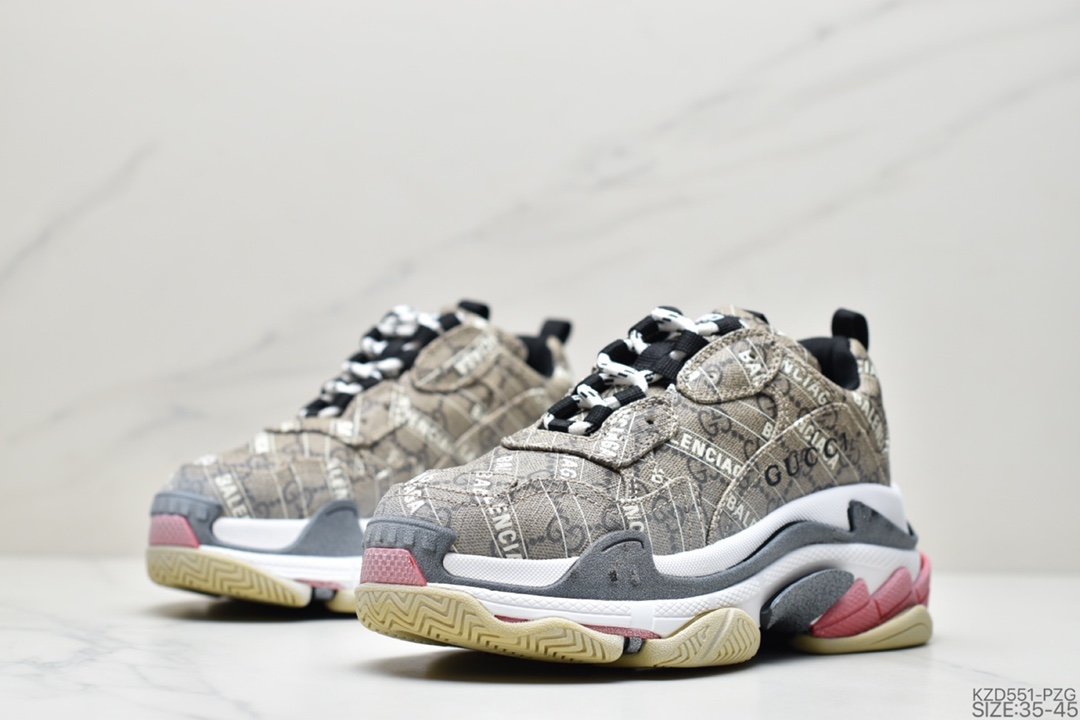 Gucci x Balenciaga Triple S Clear Sole Sneaker ”The Hacker Project” Sports Grandpa Sneakers 681067 UMO20 9795