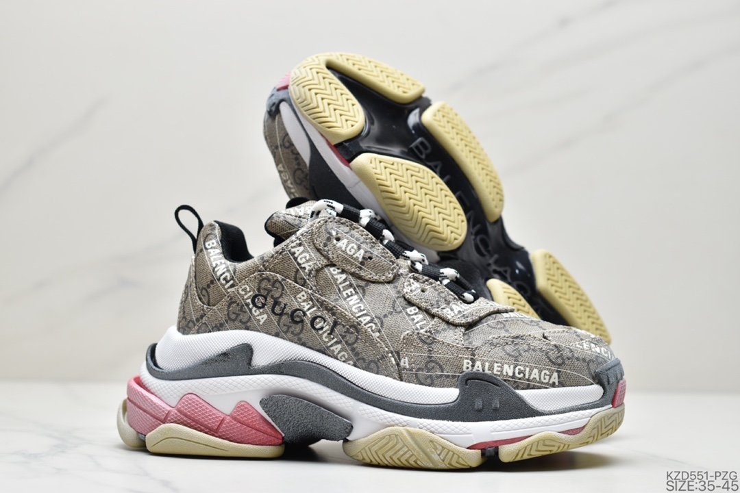 Gucci x Balenciaga Triple S Clear Sole Sneaker ”The Hacker Project” Sports Grandpa Sneakers 681067 UMO20 9795