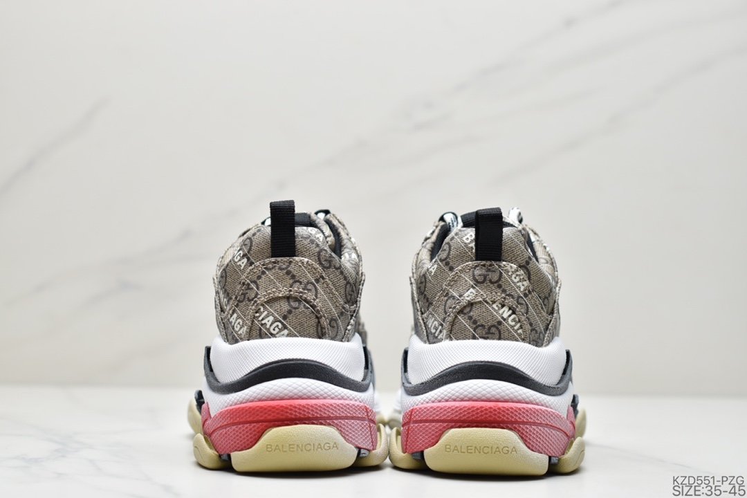 Gucci x Balenciaga Triple S Clear Sole Sneaker ”The Hacker Project” Sports Grandpa Sneakers 681067 UMO20 9795