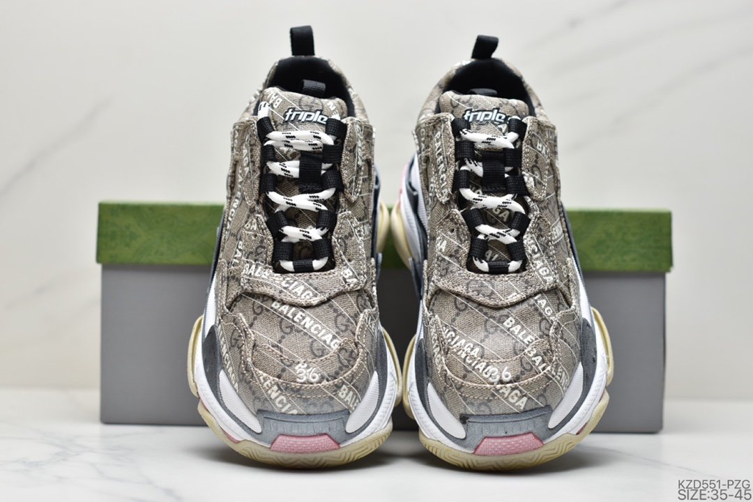 Gucci x Balenciaga Triple S Clear Sole Sneaker ”The Hacker Project” Sports Grandpa Sneakers 681067 UMO20 9795