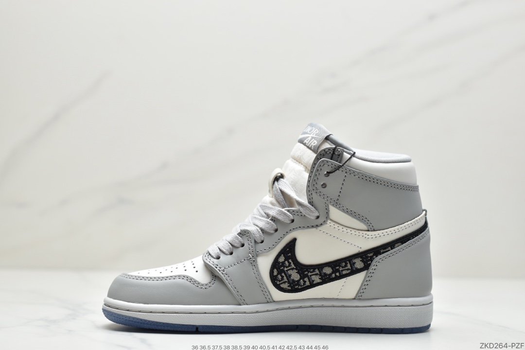 Dior x Air Jordan Brand 1 High OG ”Grey”AJ1 Jordan Generation Sports Basketball Shoes CN8607-002