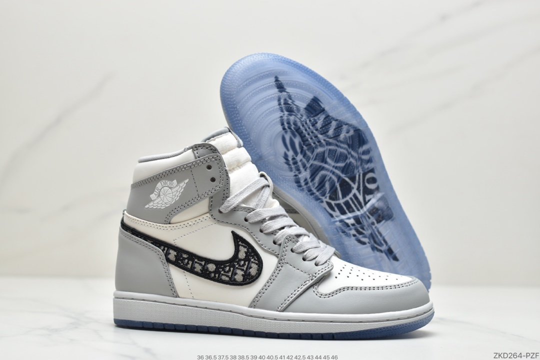 Dior x Air Jordan Brand 1 High OG ”Grey”AJ1 Jordan Generation Sports Basketball Shoes CN8607-002